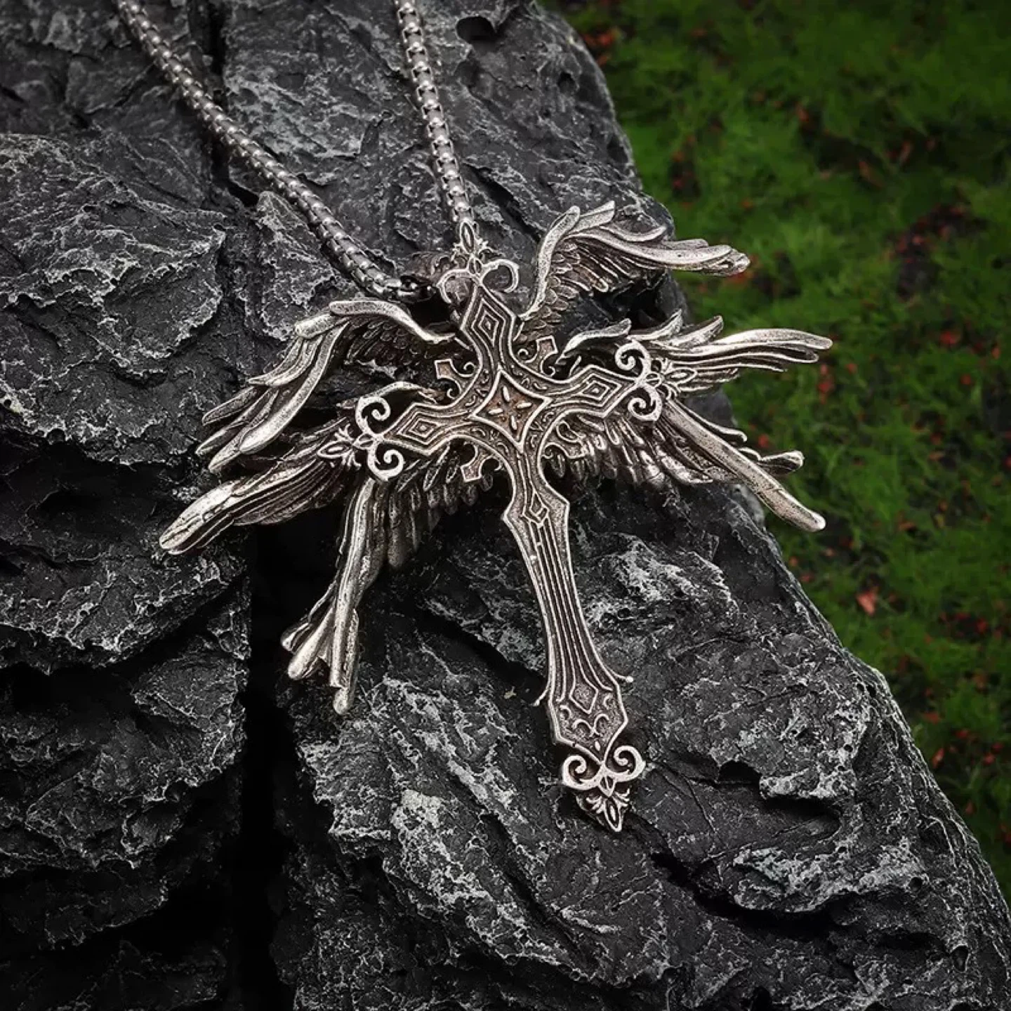 Winged Cross Pendant Necklace - photo 2
