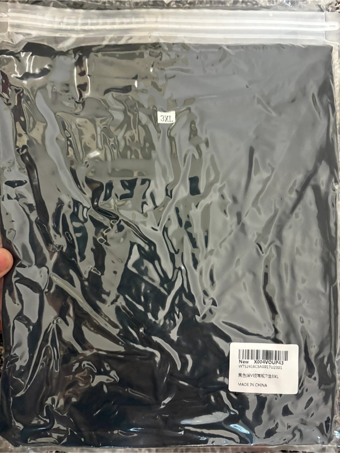 3XL Black V-Neck T-Shirt