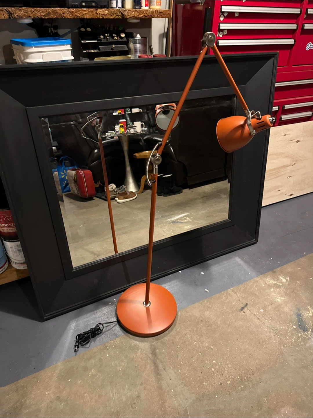 Orange Modern Floor Lamp and mirror