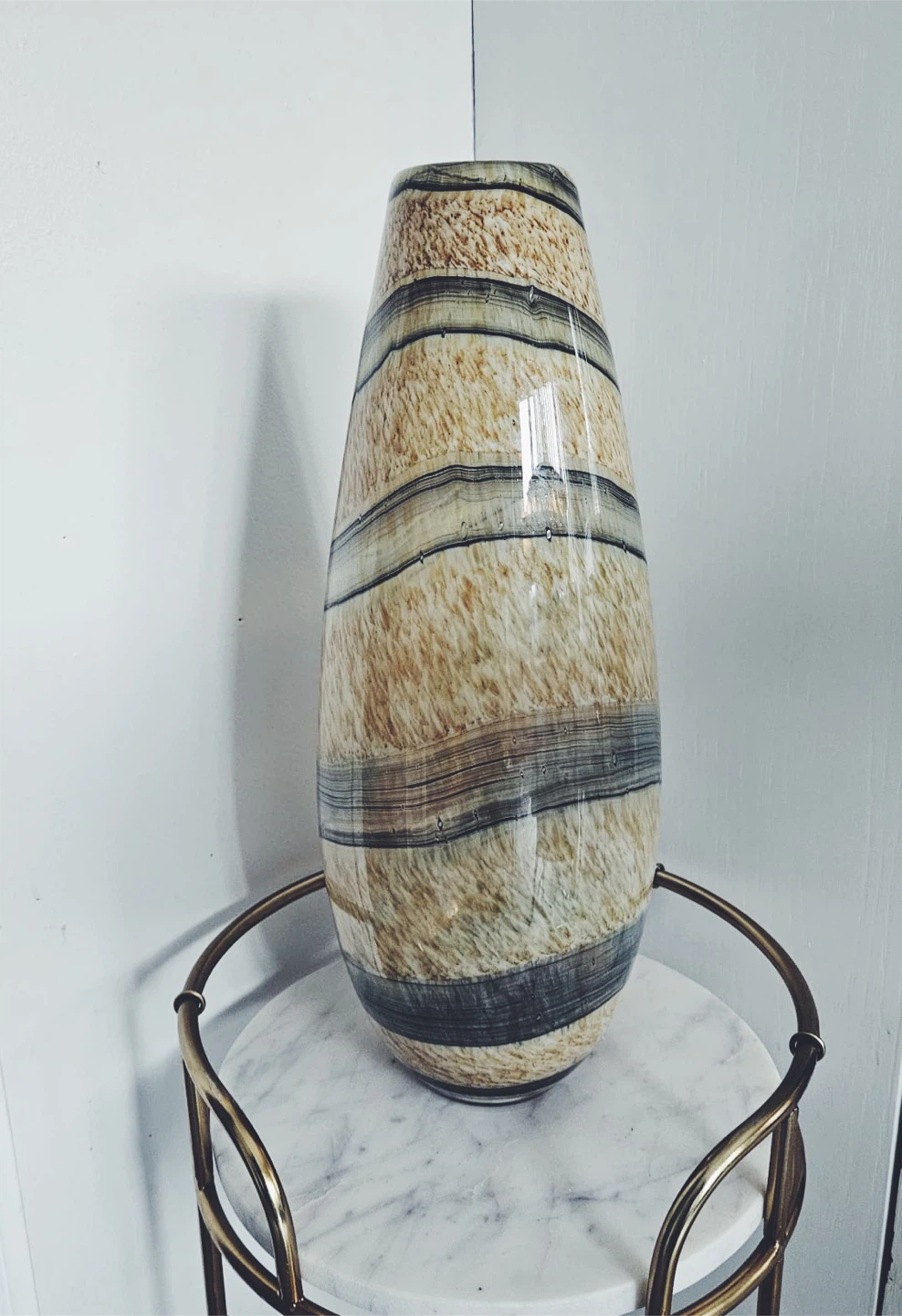 Large Striped Glass Vase - photo 2