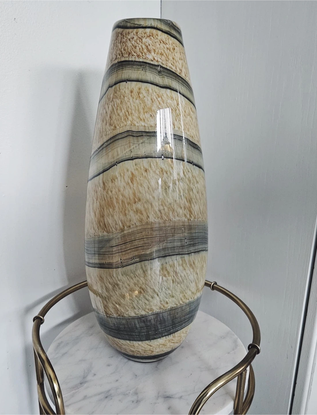 Large Striped Glass Vase