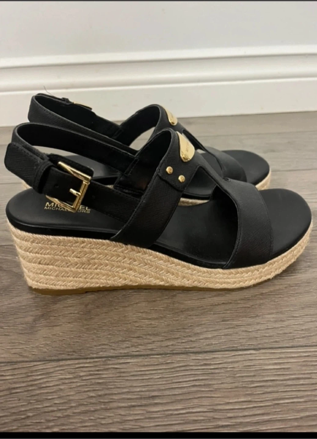 Michael Kors Black Espadrille Wedge Sandals