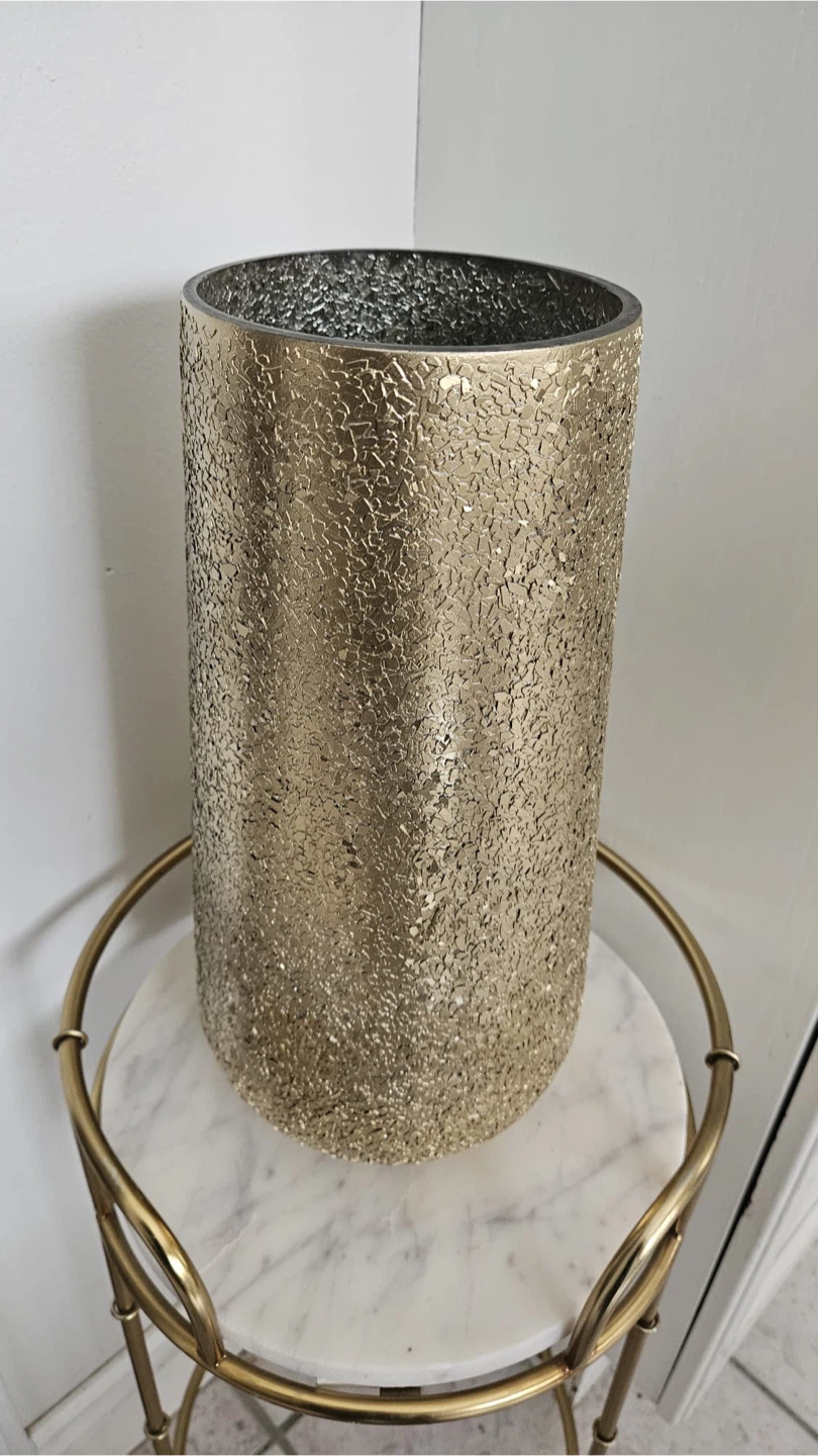 Gold Textured Cylinder Vase - photo 2
