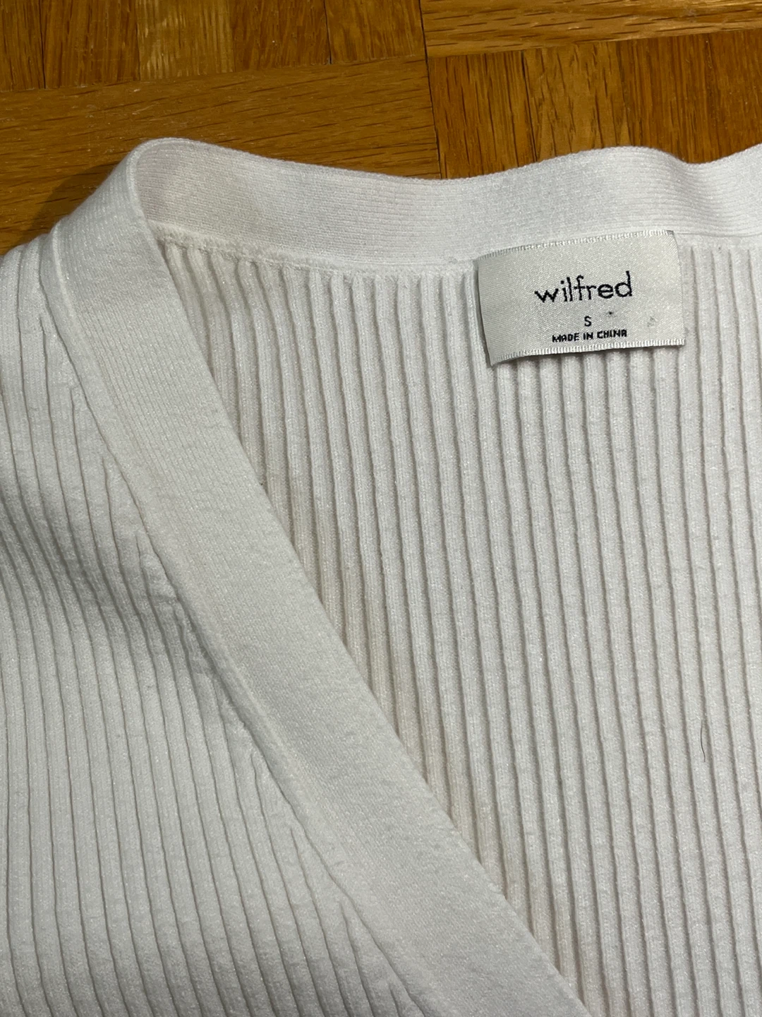 Aritzia Wilfred Ribbed Cardigan in White, Size S - photo 4