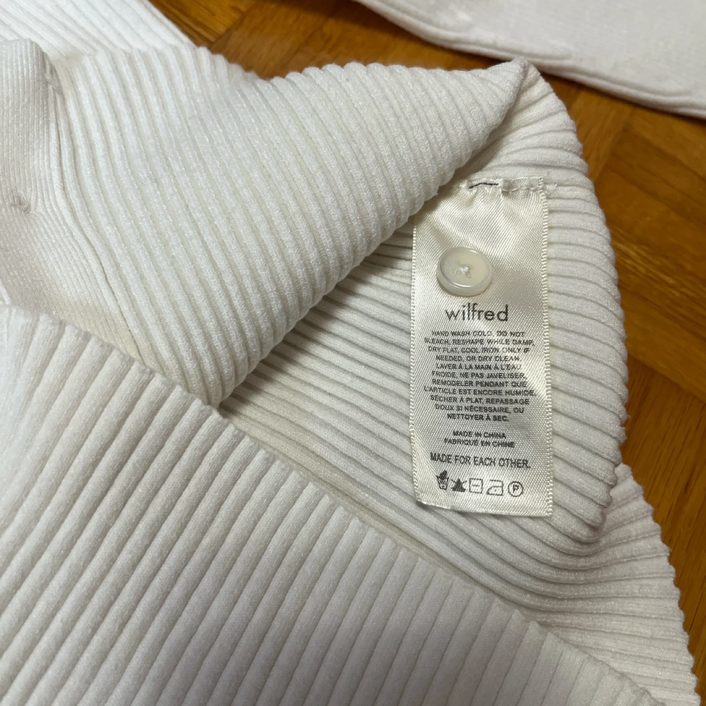 Aritzia Wilfred Ribbed Cardigan in White, Size S - photo 5