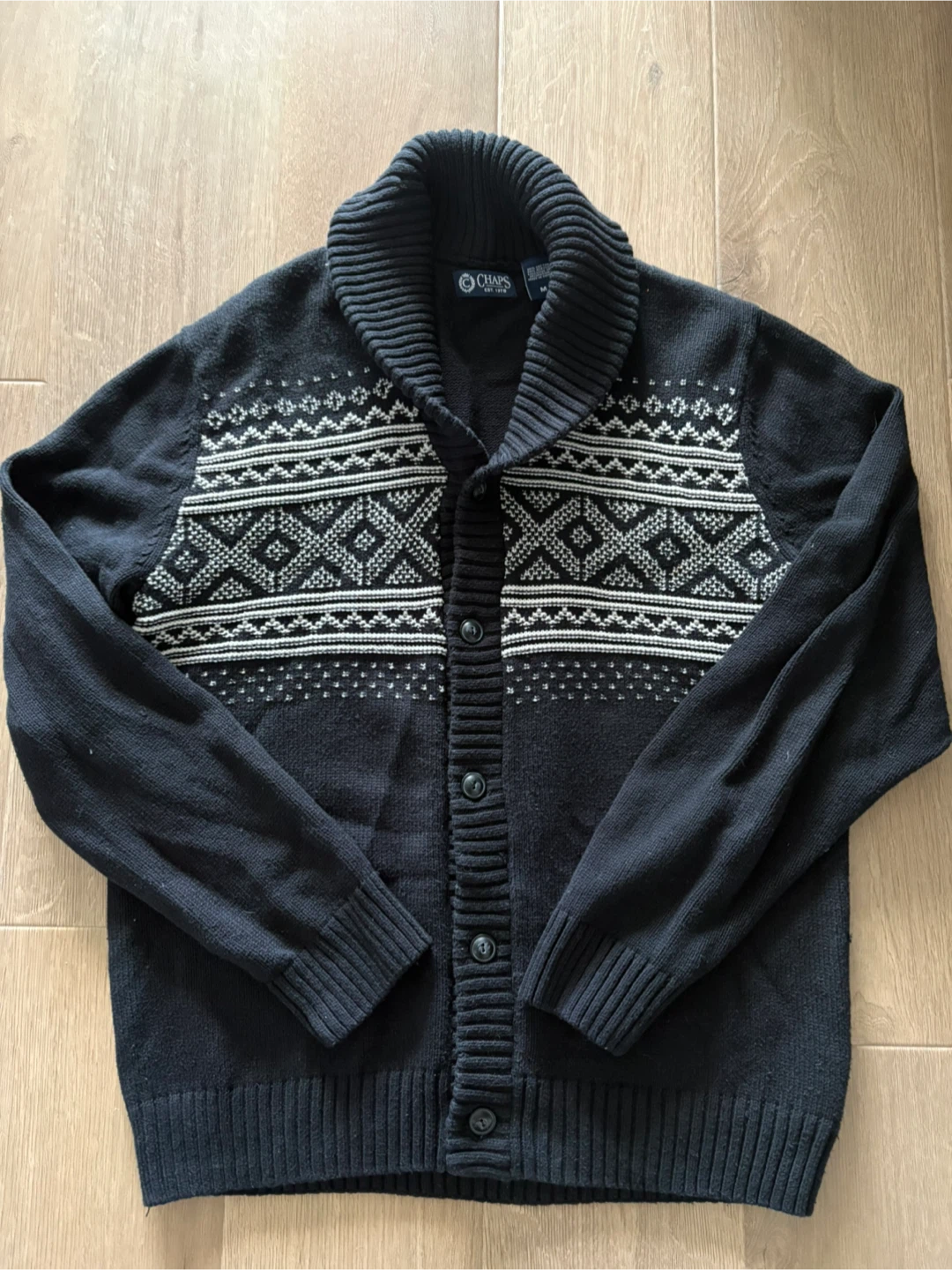 Chaps Men's Black Cardigan Sweater Size M
