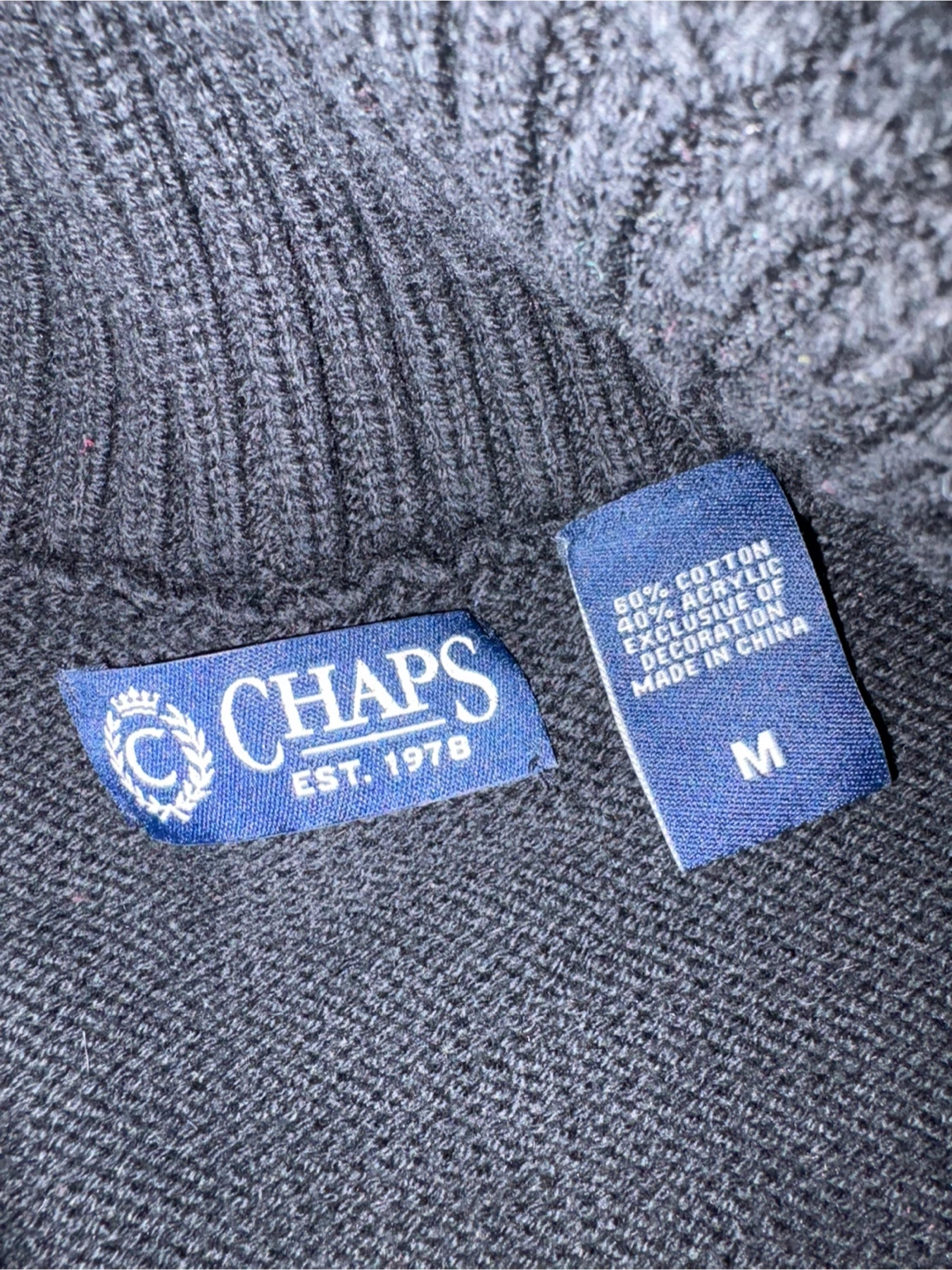 Chaps Men's Black Cardigan Sweater Size M - photo 3