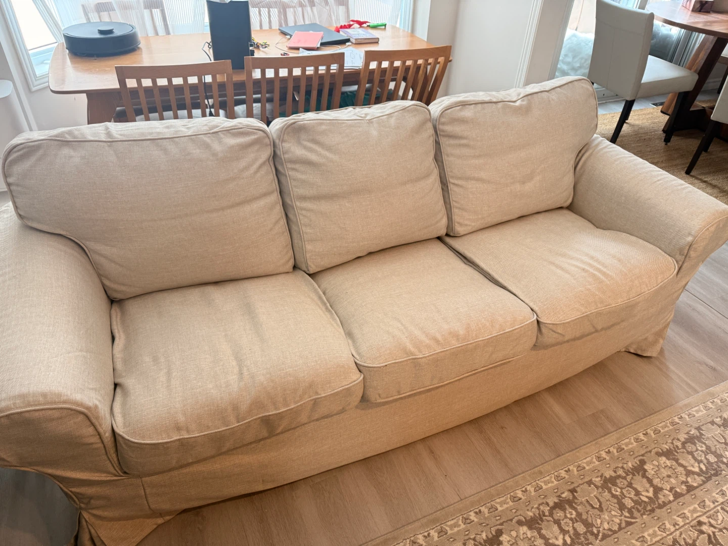 Comfortable 3-Seater Sofa in Beige - photo 2