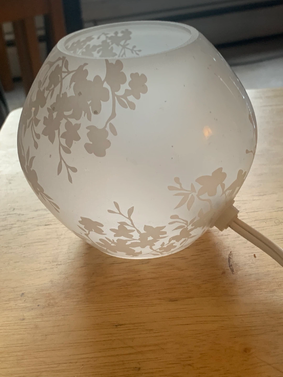 Frosted Glass Lamp with Floral Etching (IKEA)