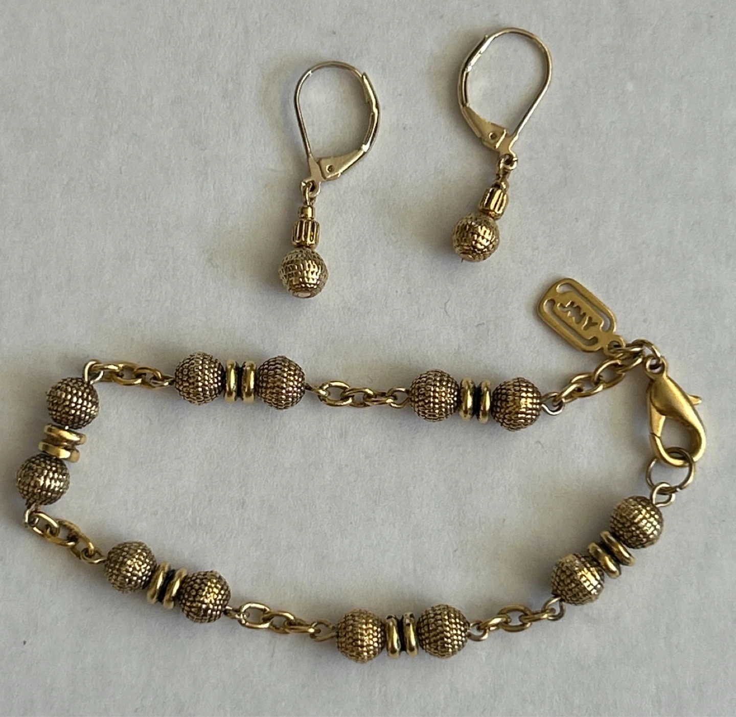 Jones New York-Gold Tone Beaded Bracelet and Dangle Earrings Set - photo 2
