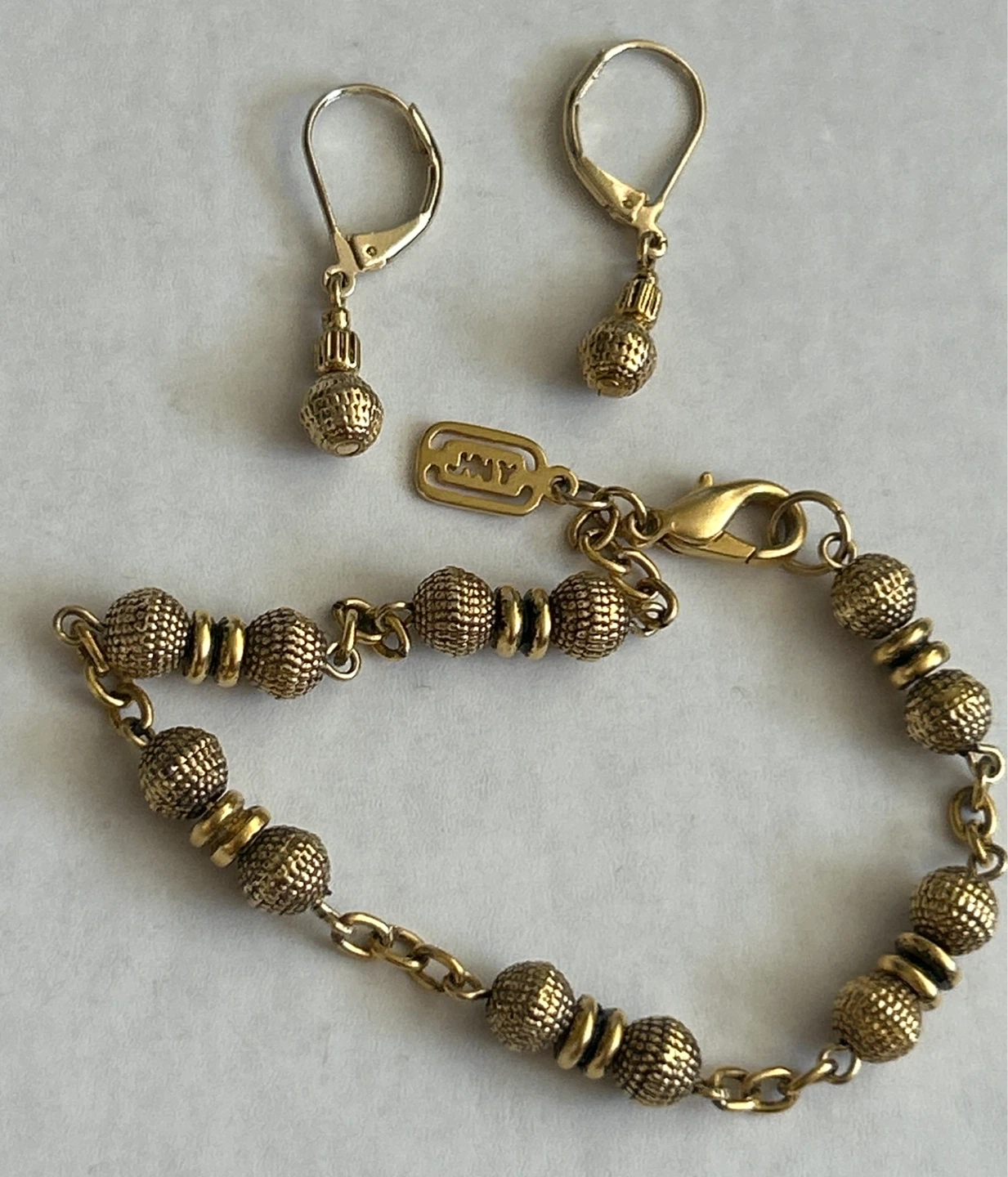 Jones New York-Gold Tone Beaded Bracelet and Dangle Earrings Set - photo 3