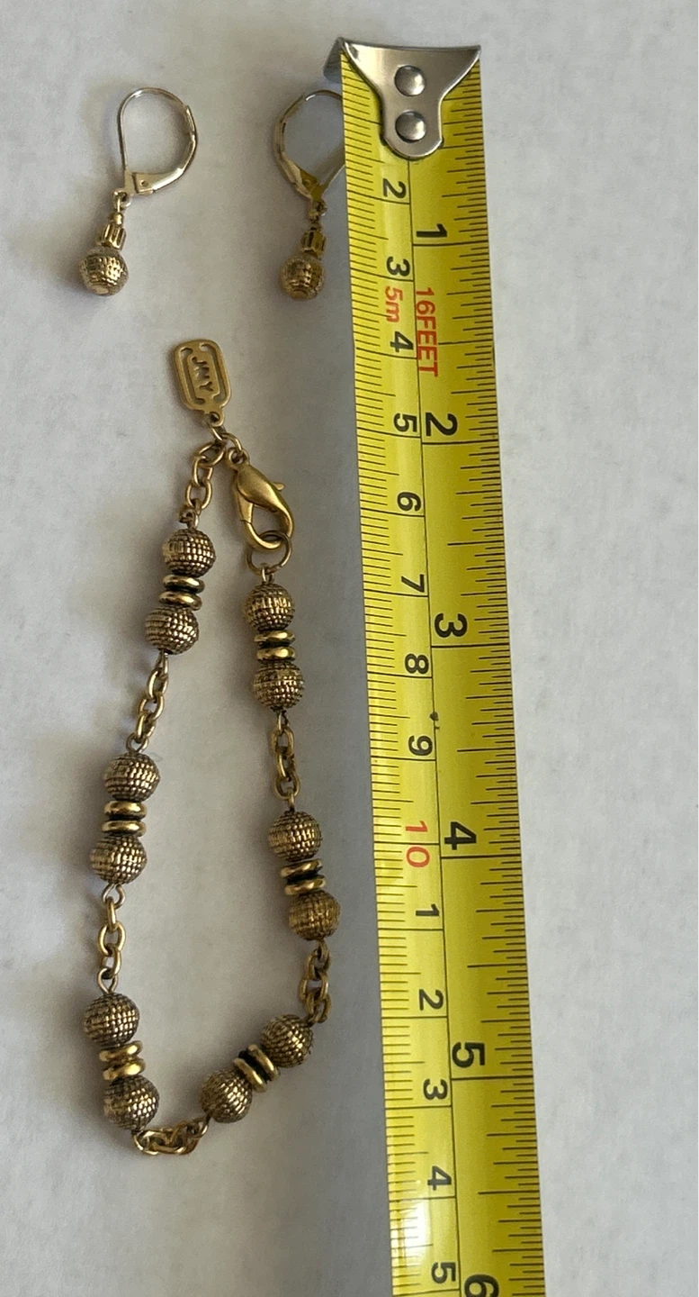 Jones New York-Gold Tone Beaded Bracelet and Dangle Earrings Set - photo 4