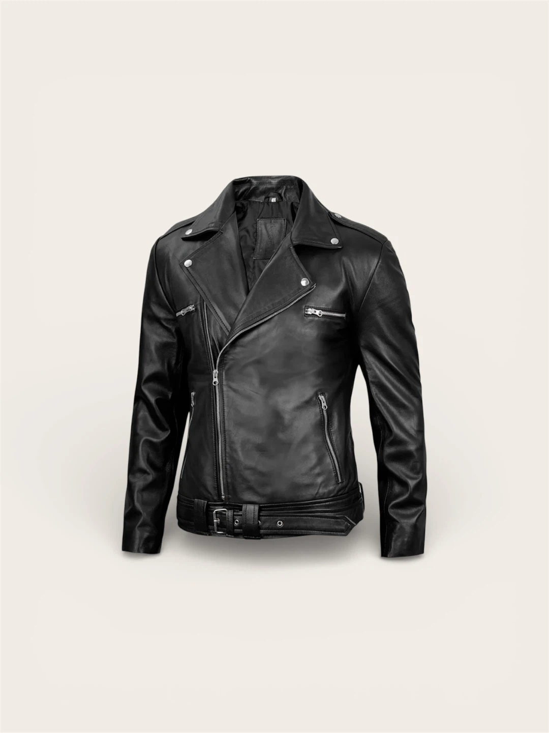 Black Leather Biker Jacket - photo 3