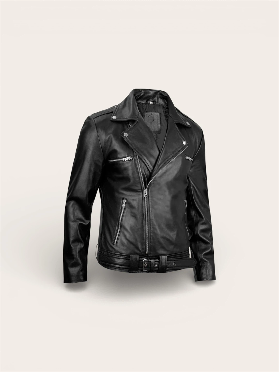 Black Leather Biker Jacket - photo 2