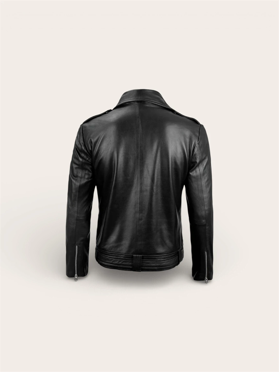 Black Leather Biker Jacket - photo 4