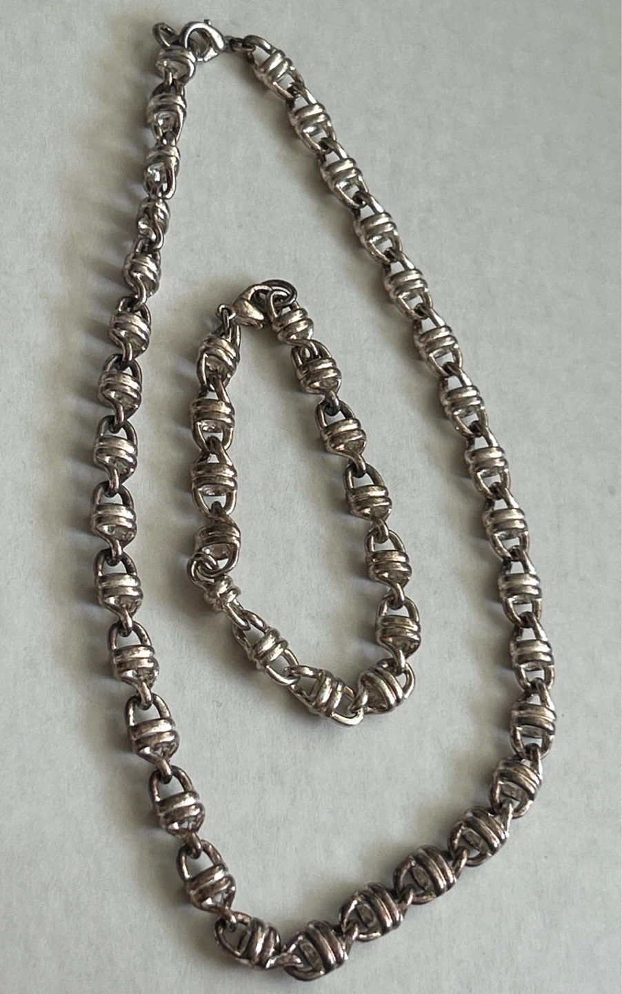 Silver-Toned Chain Necklace and Bracelet Set