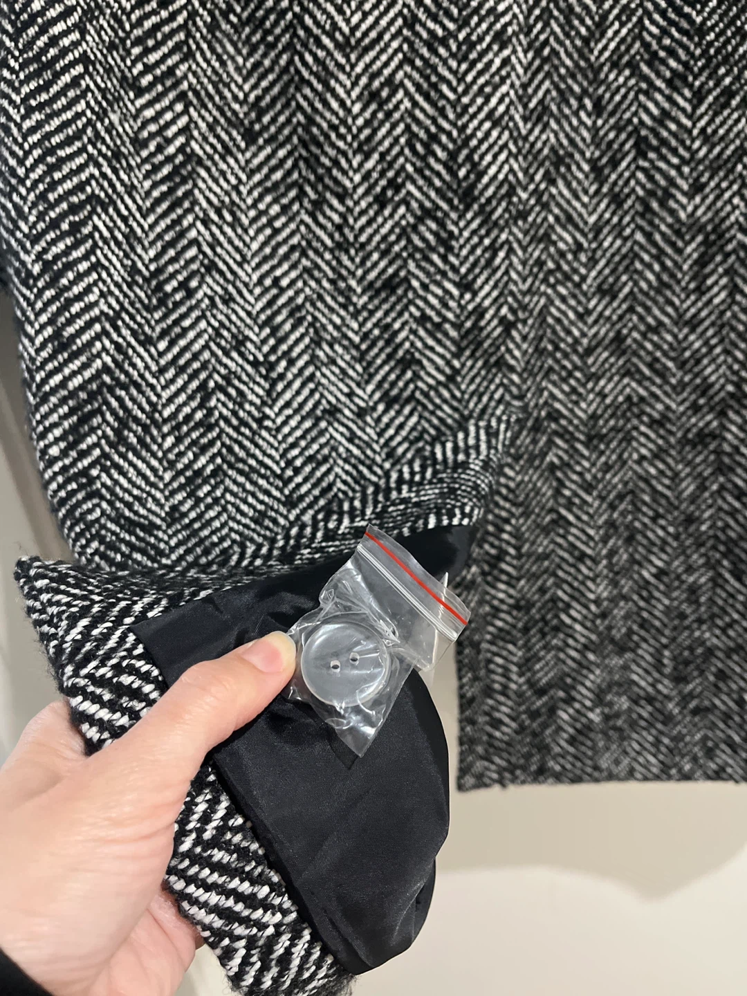 Black and White Herringbone Pea Coat  from Plenty- Small - photo 3