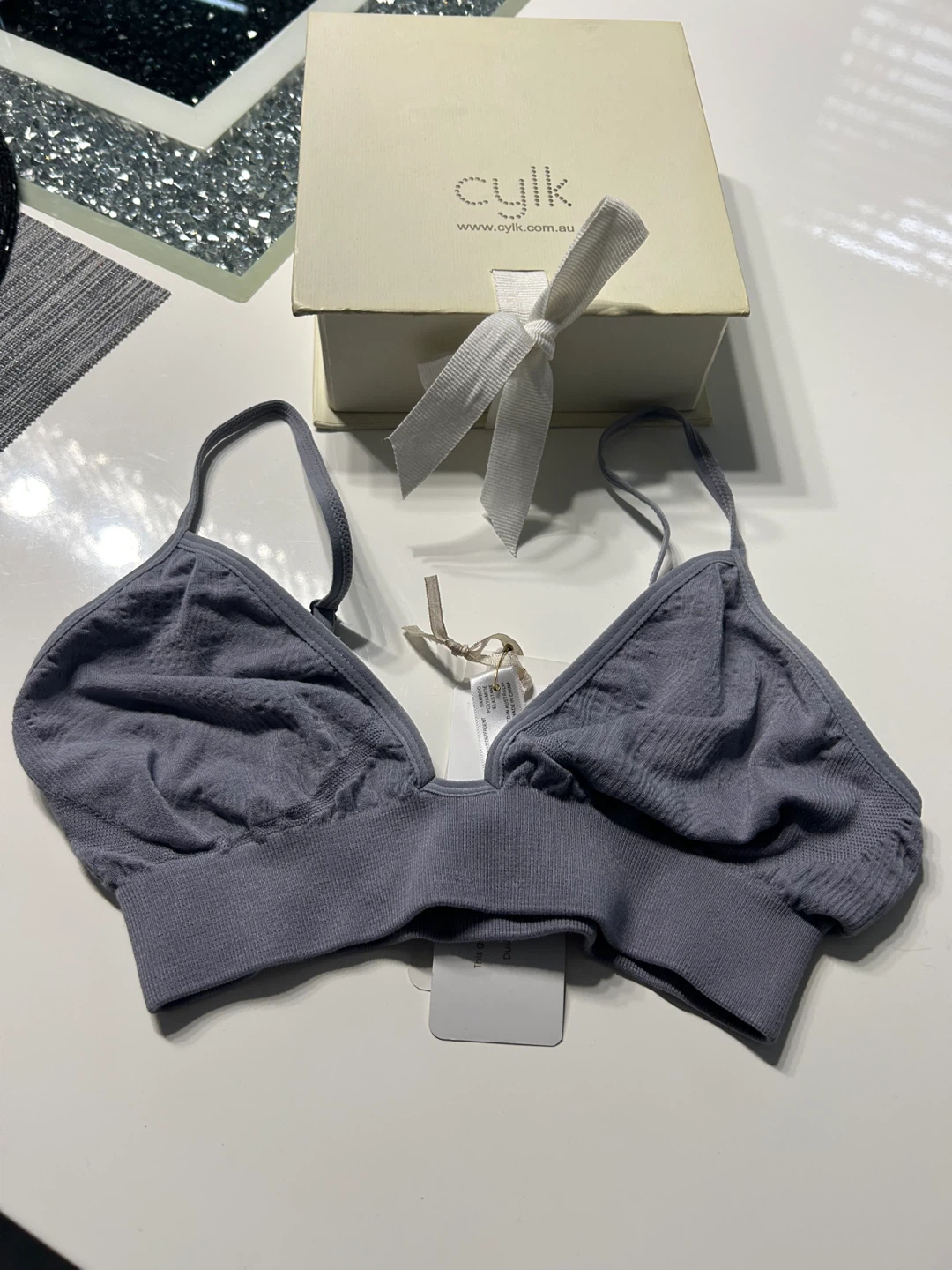 Cylk Seamless Triangle Cup Bralet - Grey Stone - Size S - photo 3
