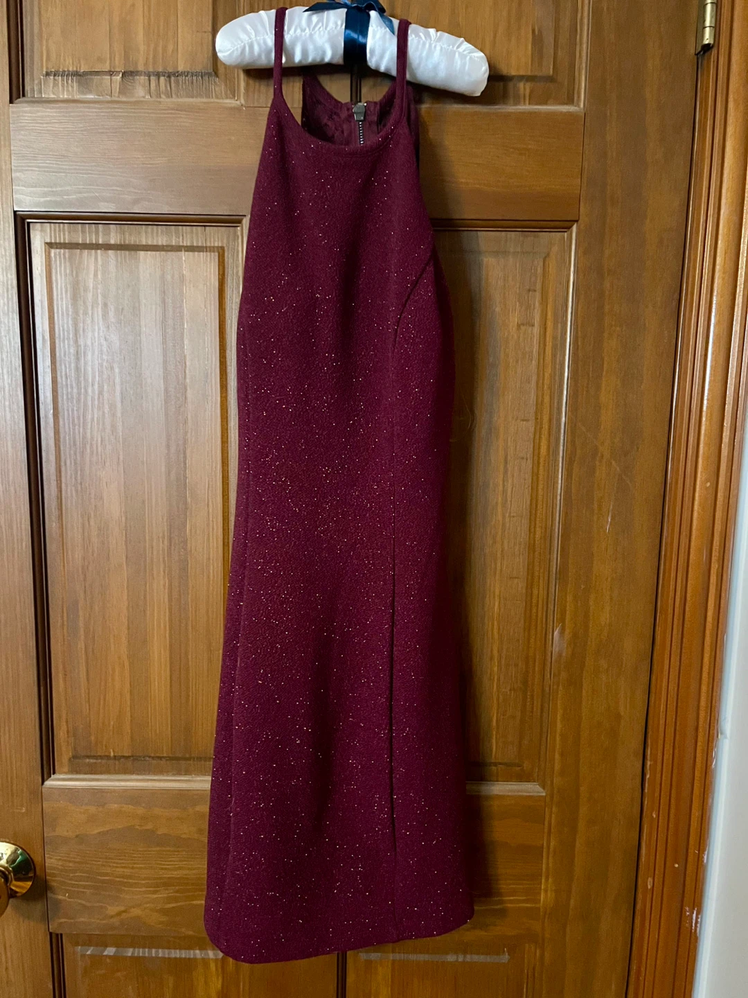 Burgundy Sparkle Halter Dress - photo 3