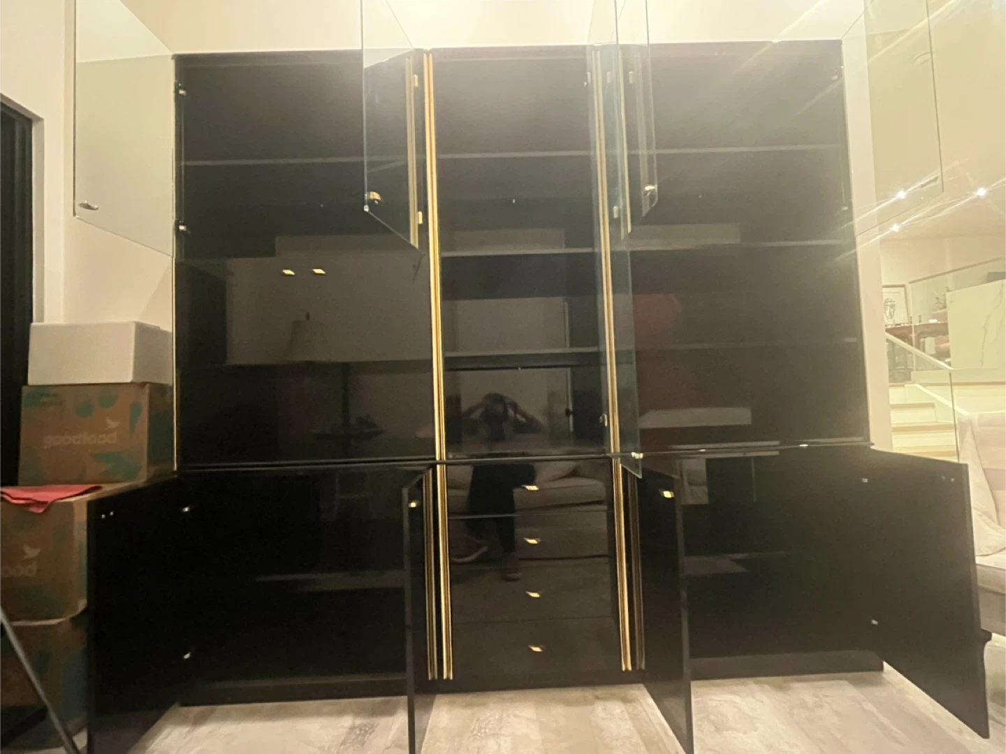 Black Lacquer and Gold Display Cabinet/Storage Unit - photo 5