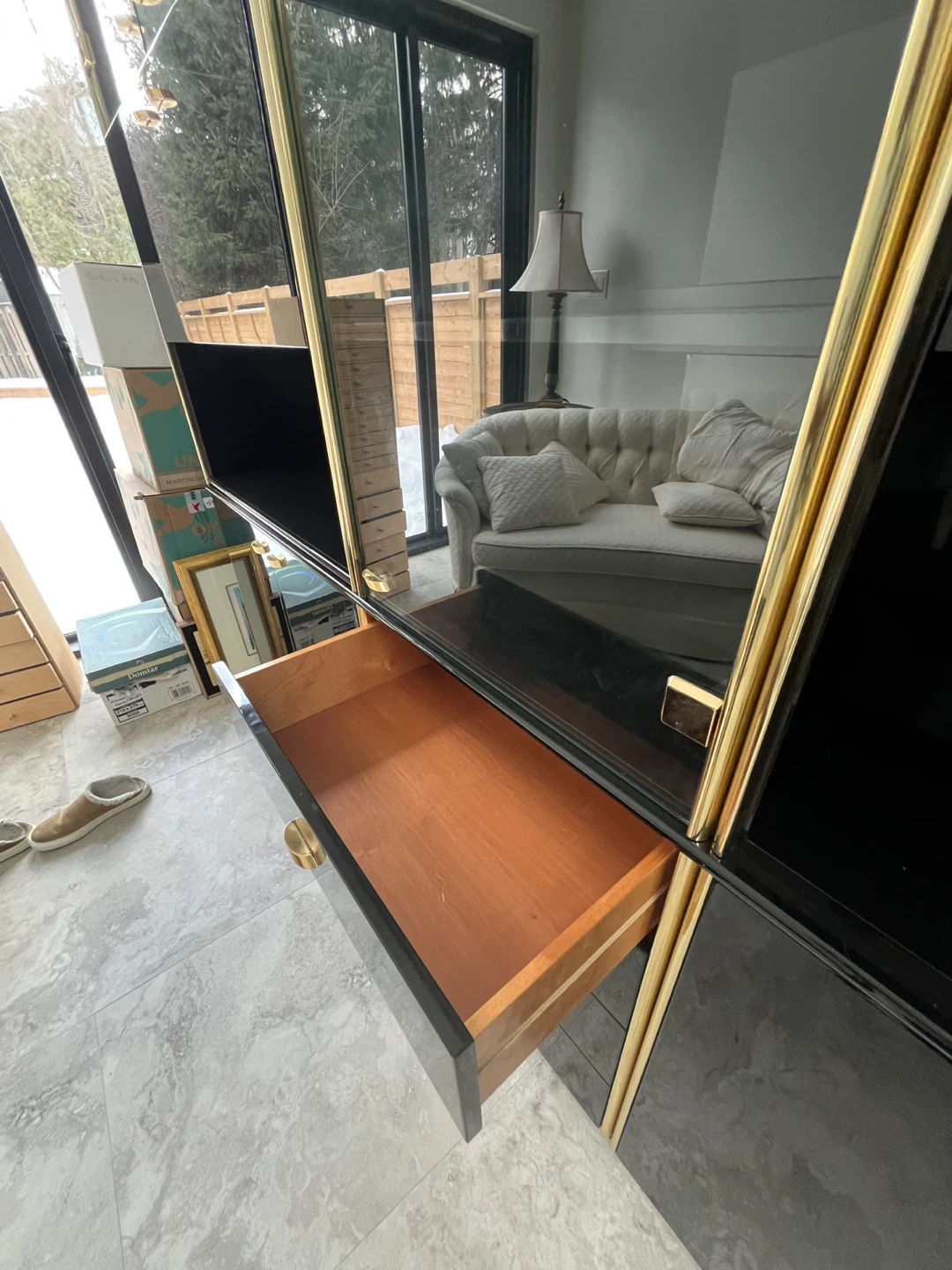 Black Lacquer and Gold Display Cabinet/Storage Unit - photo 3
