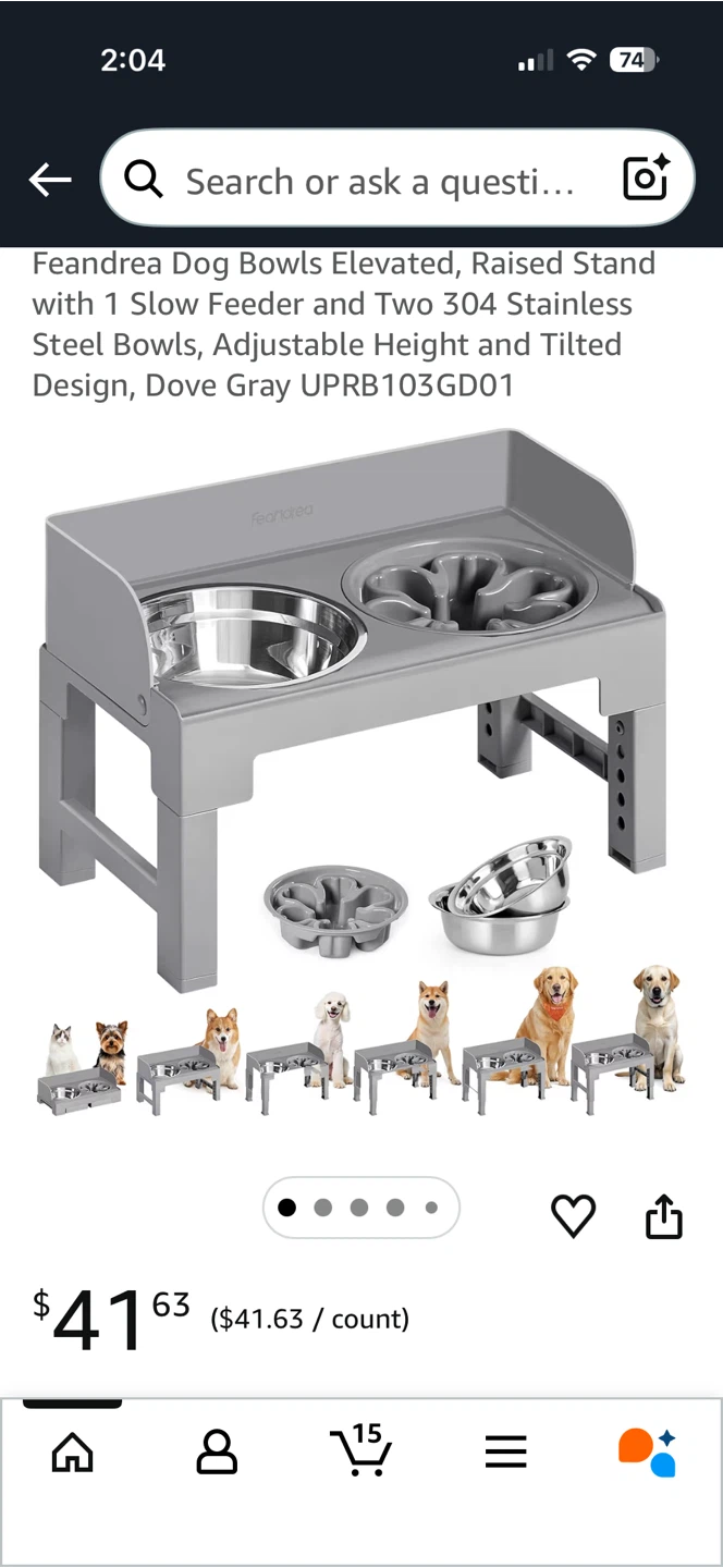 NIB Feandria Elevated Dog Bowls with 2 Stainless Steel Bowls