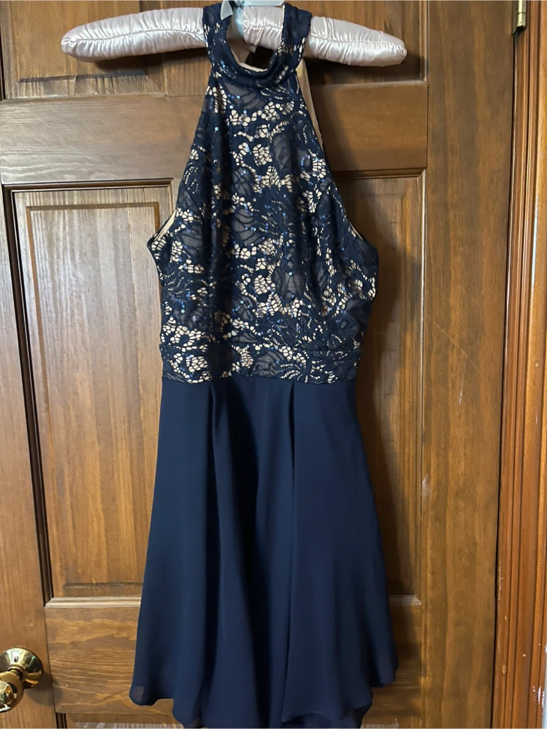 Navy Blue Lace Halter Dress - photo 2