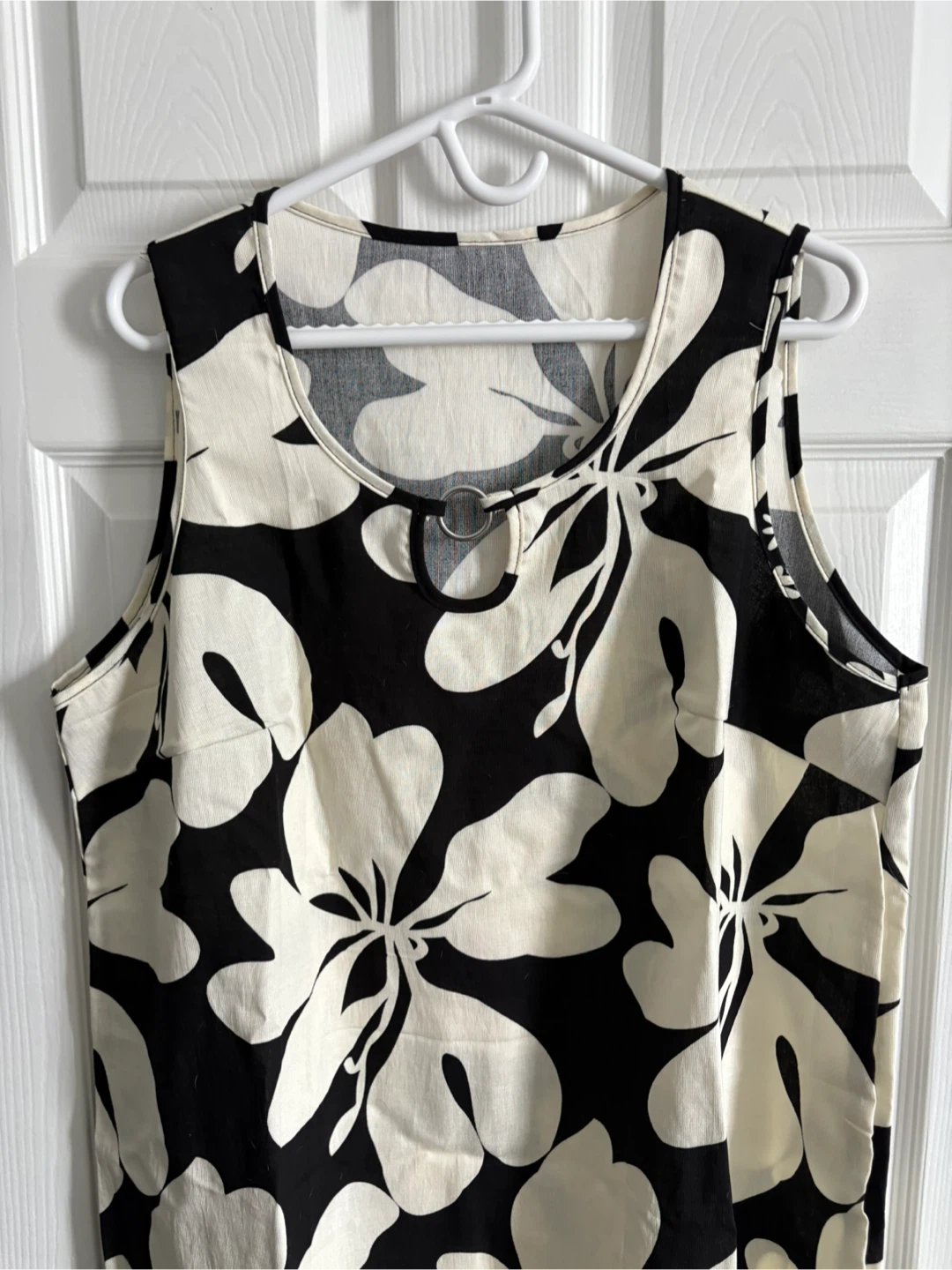 SHEIN Black and White Floral Print Sleeveless Dress - 1XL - photo 2