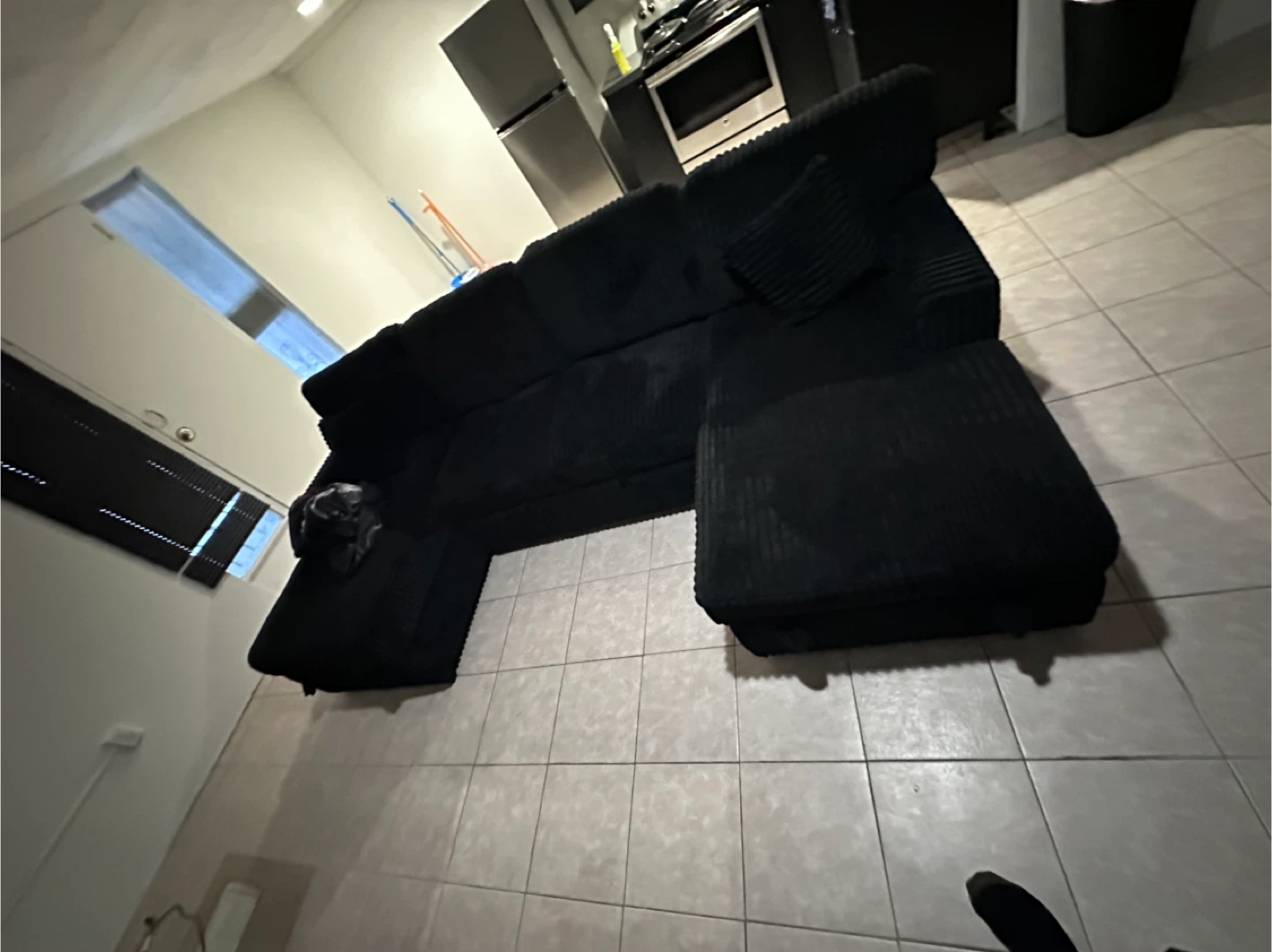 Black Corduroy Sectional Sofa - photo 3