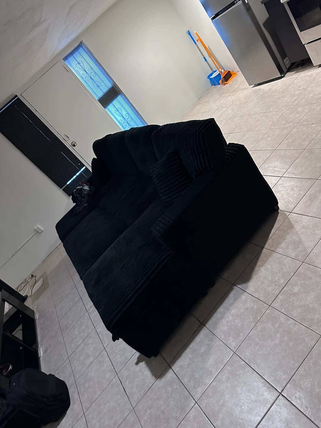Black Corduroy Sectional Sofa - photo 2