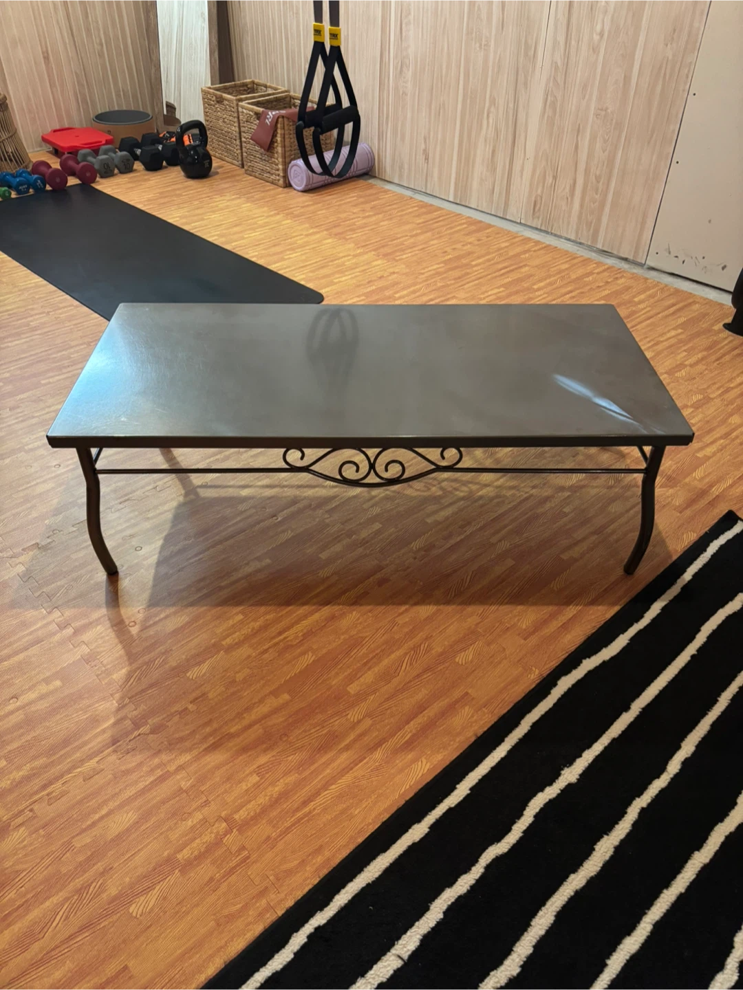 Metal Coffee Table with Scrollwork Detail