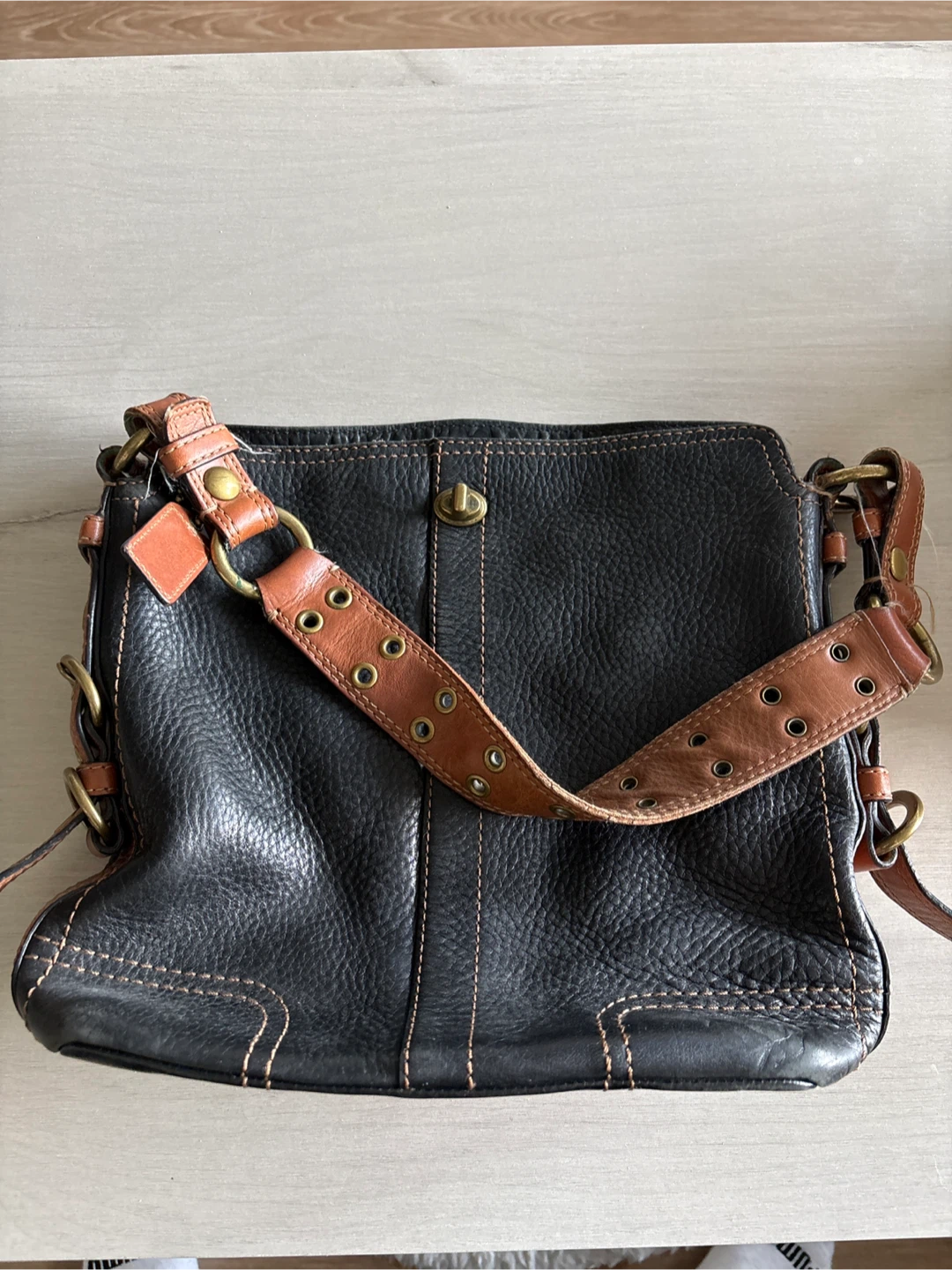 Black Leather Shoulder Bag
