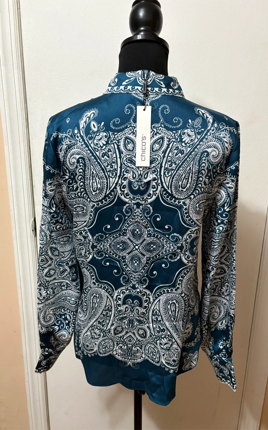Chico's Teal & White Paisley Print Button-Up Shirt - photo 3