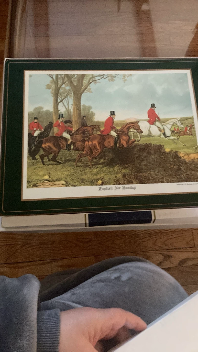 Place mats.English Fox Hunting Art Print Set