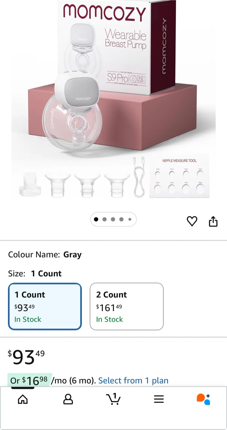 Momcozy S9 Pro Wearable Breast Pump - Gray