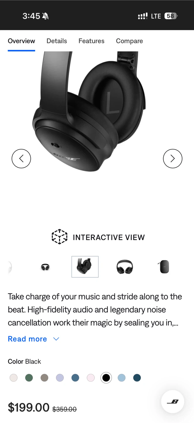 Bose QuietComfort 45 Noise Cancelling Headphones - Black - photo 5