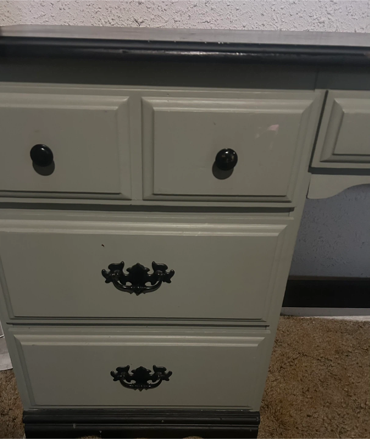 Grey and Black Desk with Drawers - photo 2