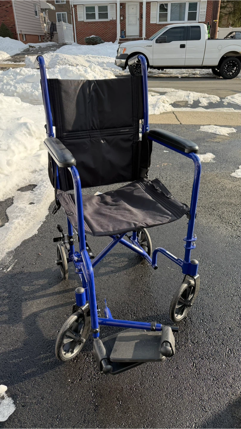 Blue Lightweight Transport Wheelchair - photo 3