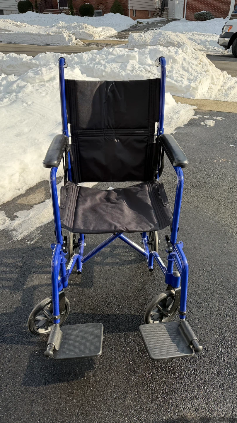Blue Lightweight Transport Wheelchair - photo 4