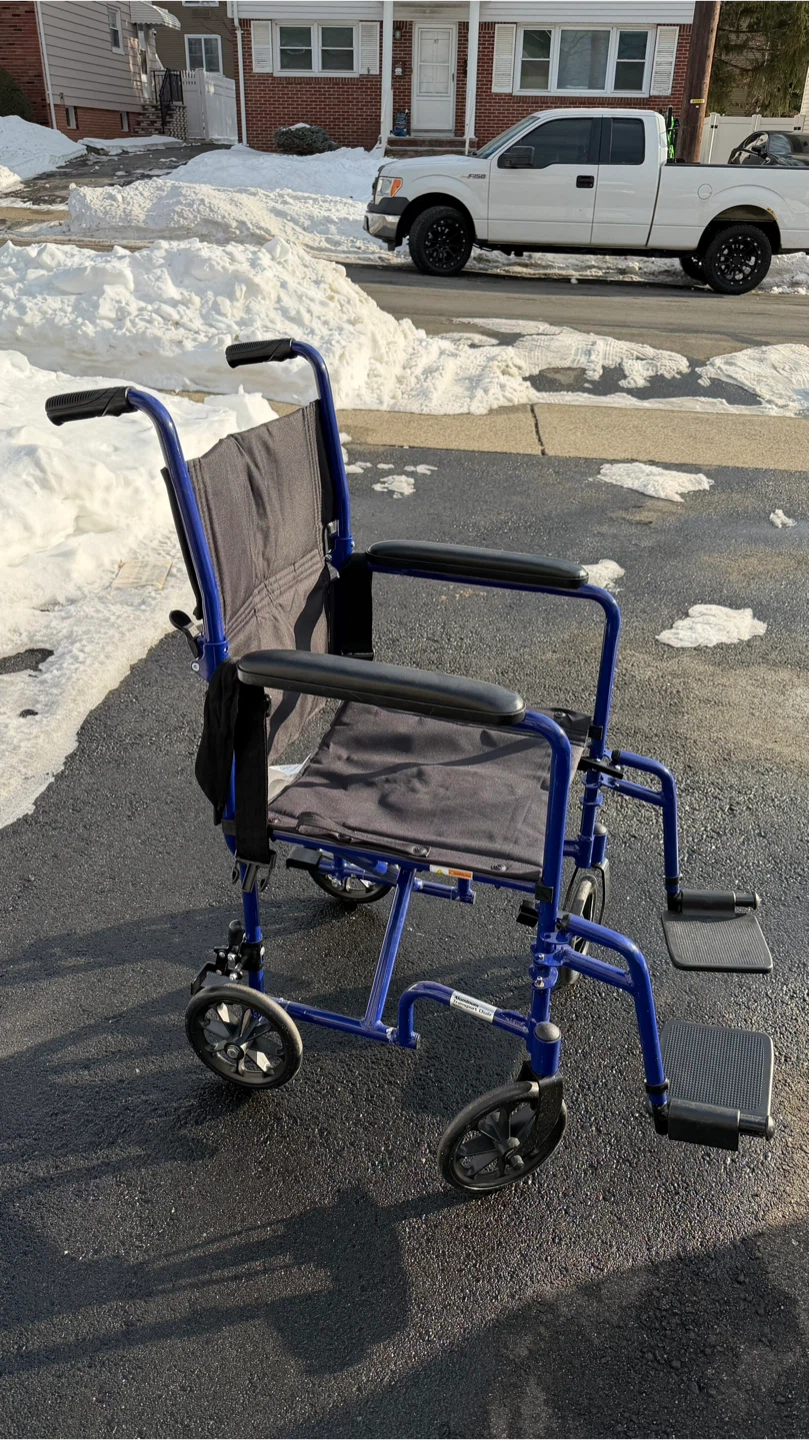 Blue Lightweight Transport Wheelchair
