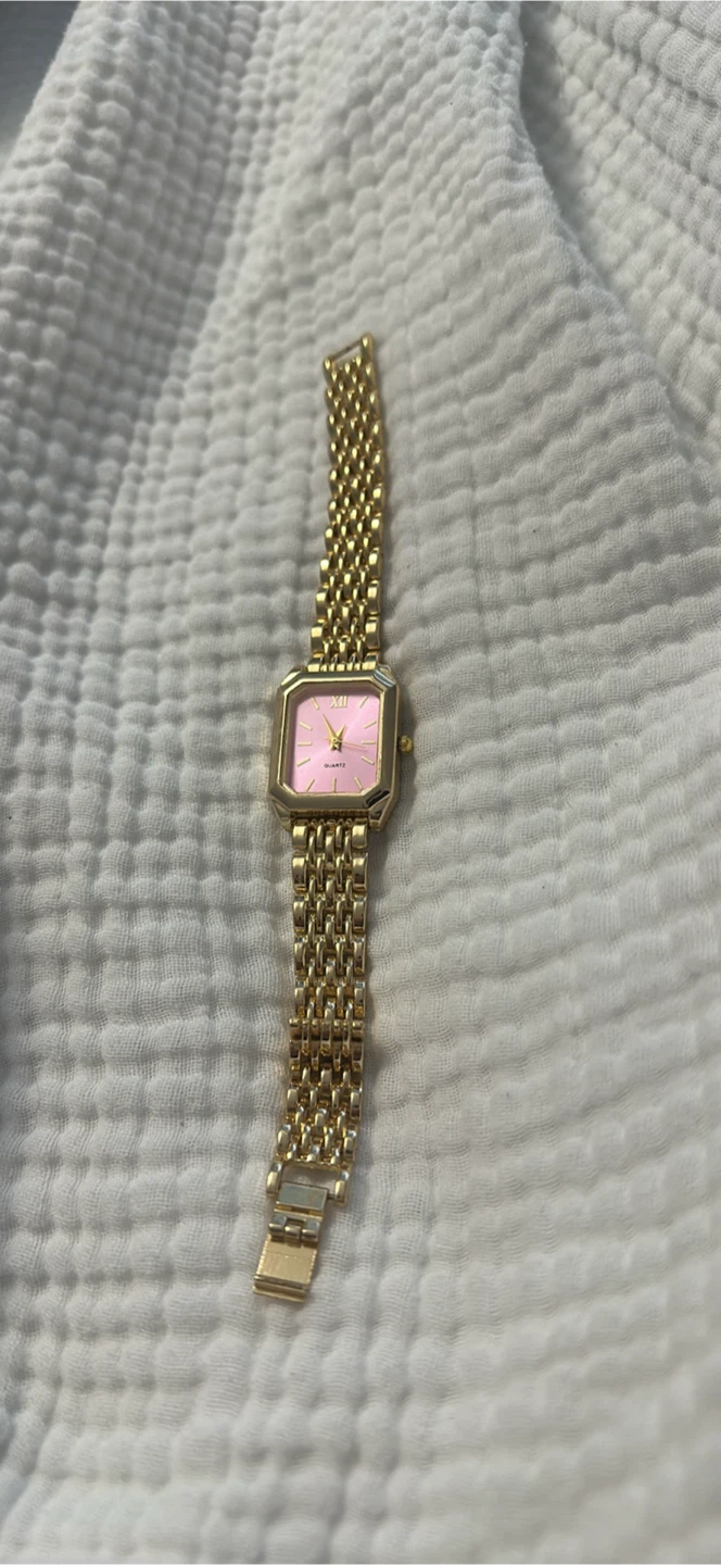 Gold-tone Quartz Watch with Pink Face - photo 2