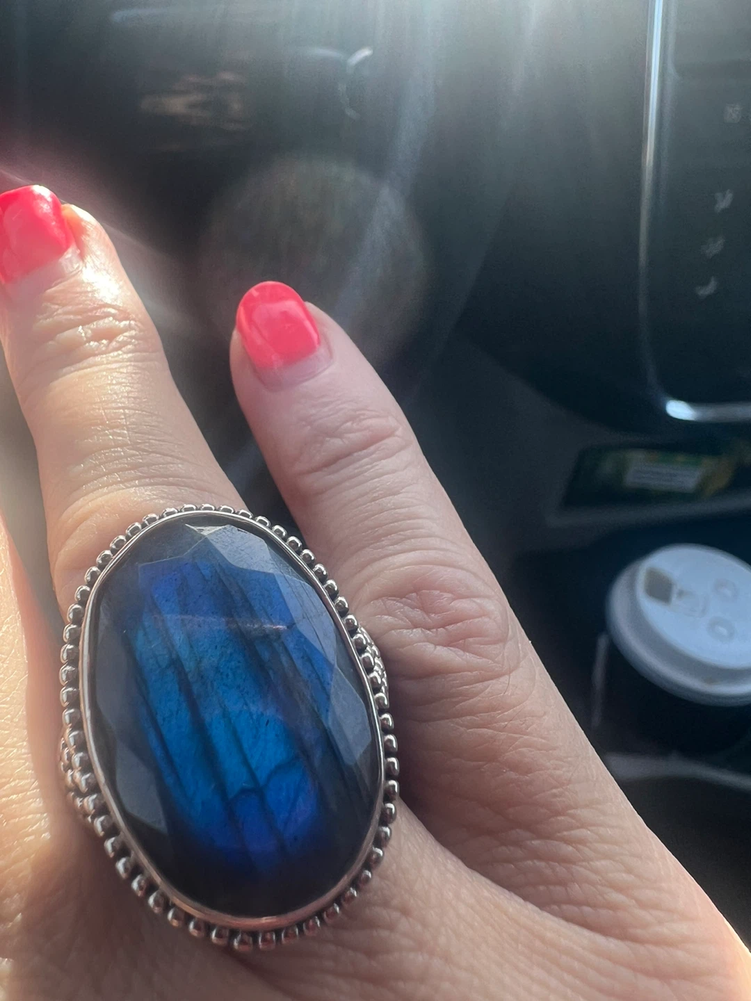 Oval Labradorite Sterling Silver Ring - photo 5