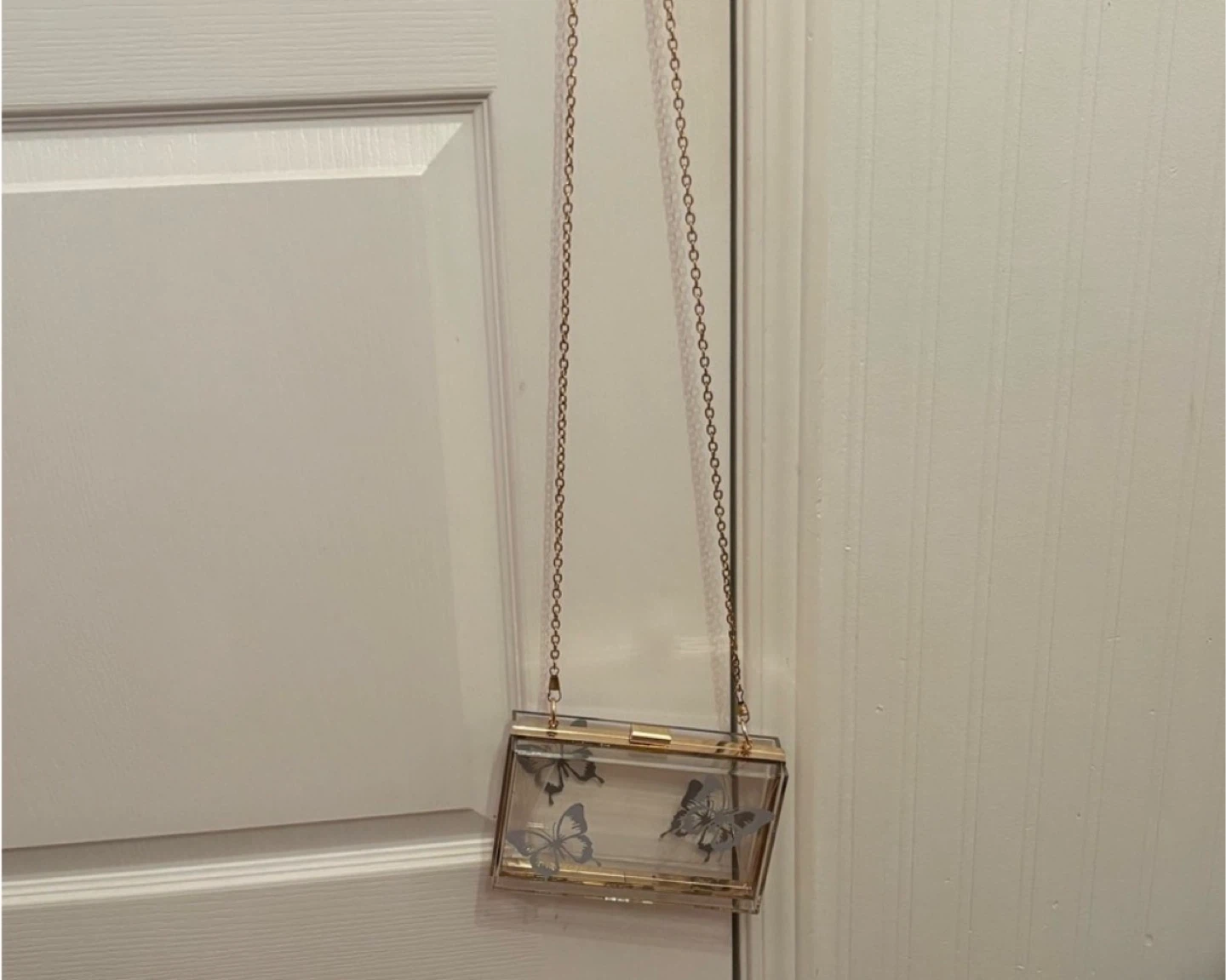 Clear Acrylic Clutch with Butterfly Design - photo 3