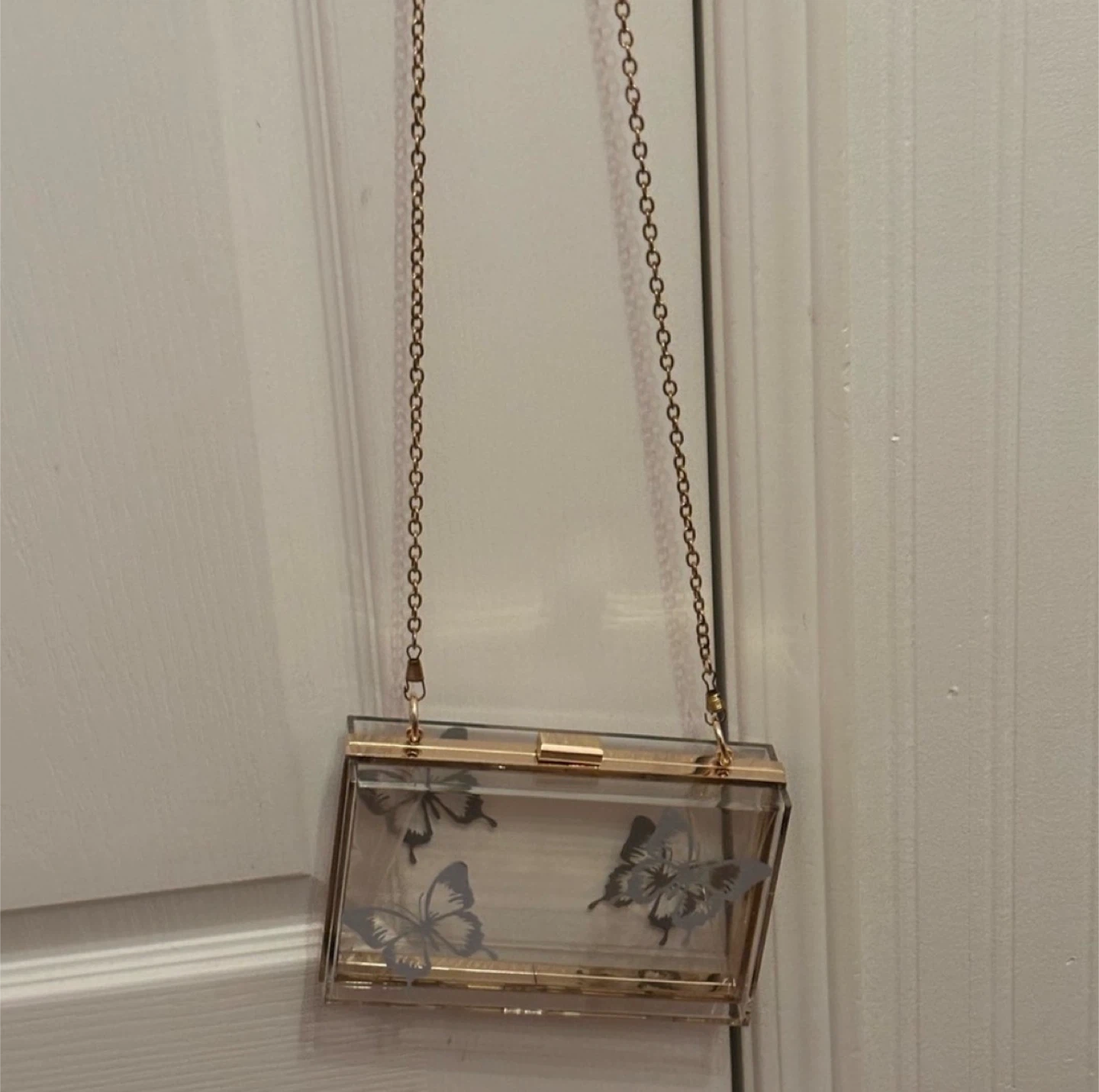 Clear Acrylic Clutch with Butterfly Design - photo 2