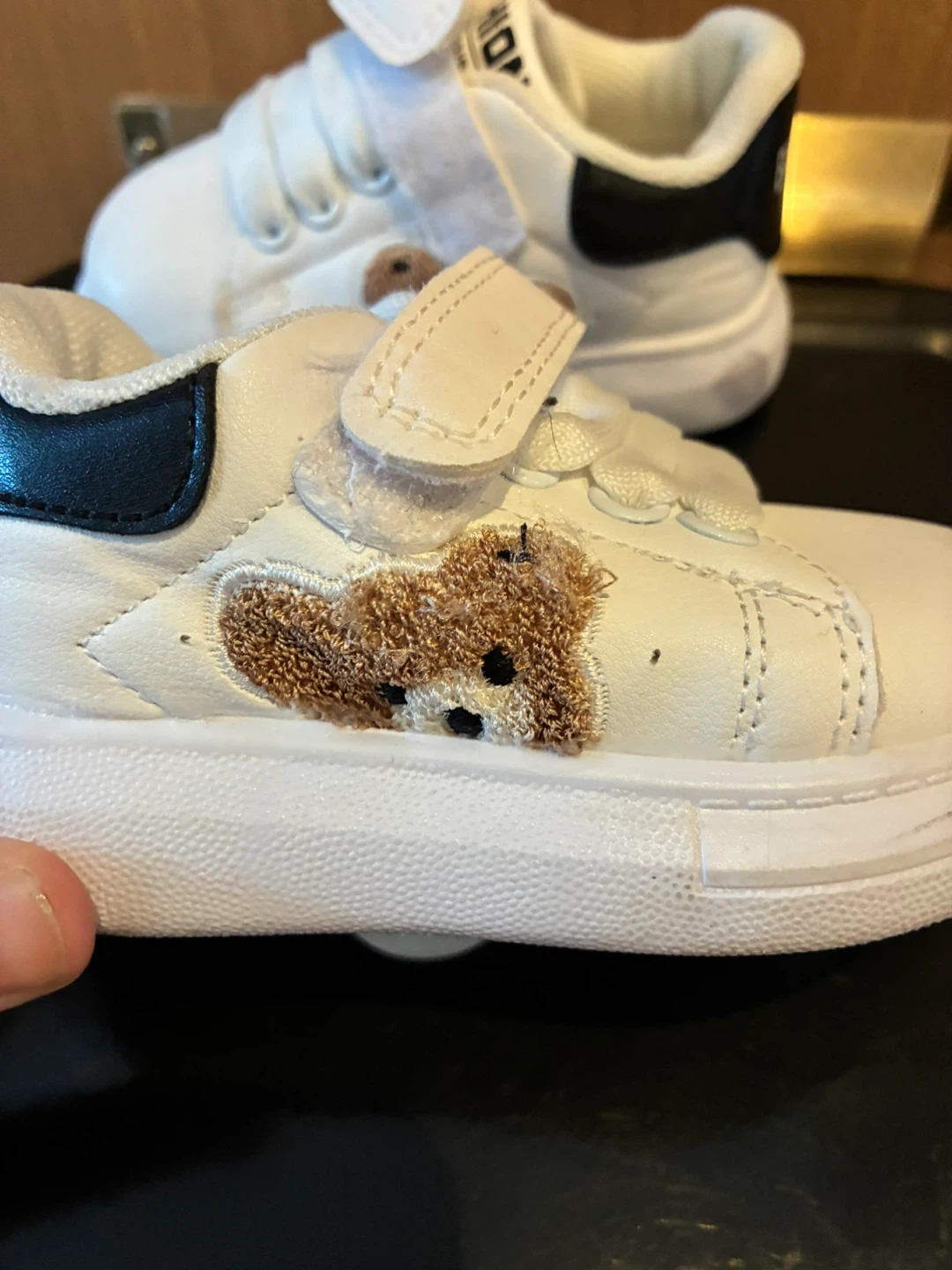 White Toddler Sneakers with Teddy Bear Detail - photo 2