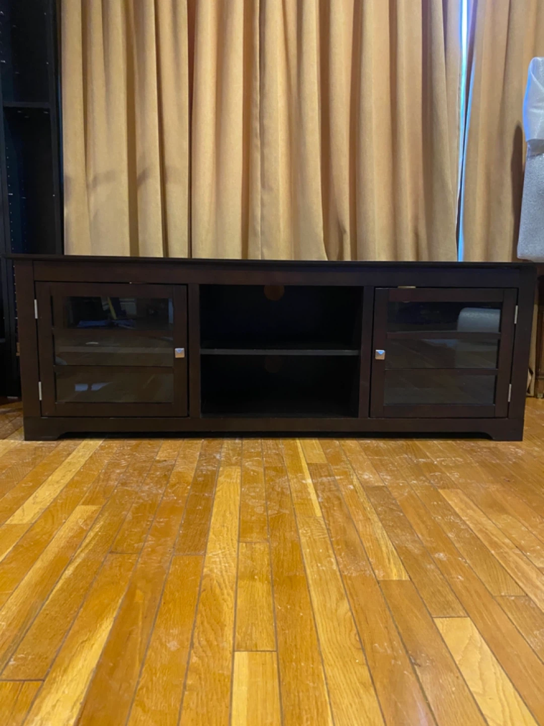 Dark Brown Media Console with Glass Doors - photo 2