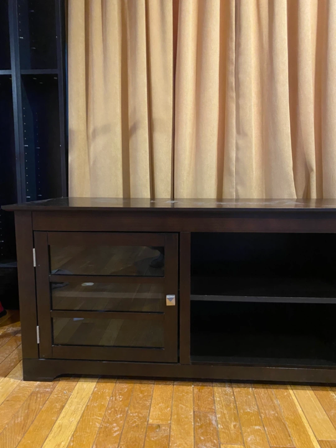 Dark Brown Media Console with Glass Doors - photo 4