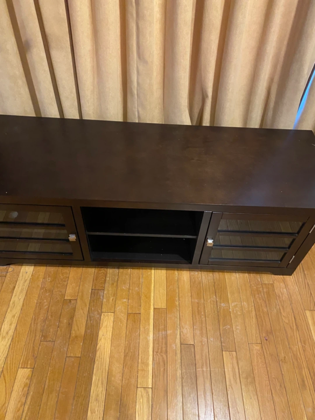 Dark Brown Media Console with Glass Doors - photo 5