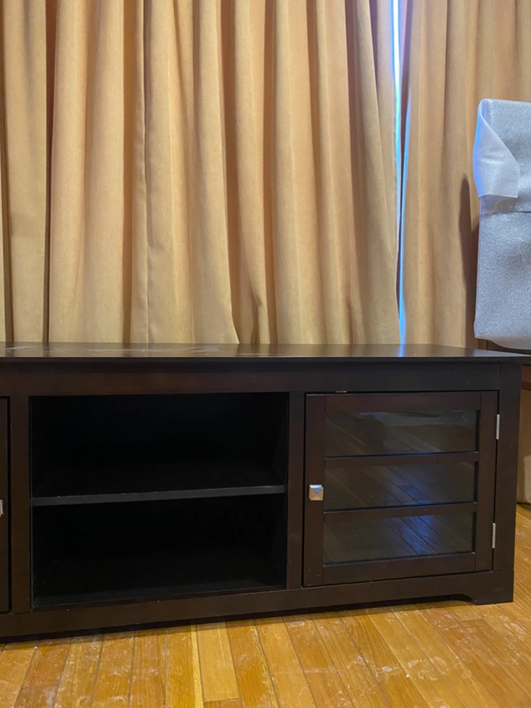 Dark Brown Media Console with Glass Doors - photo 3