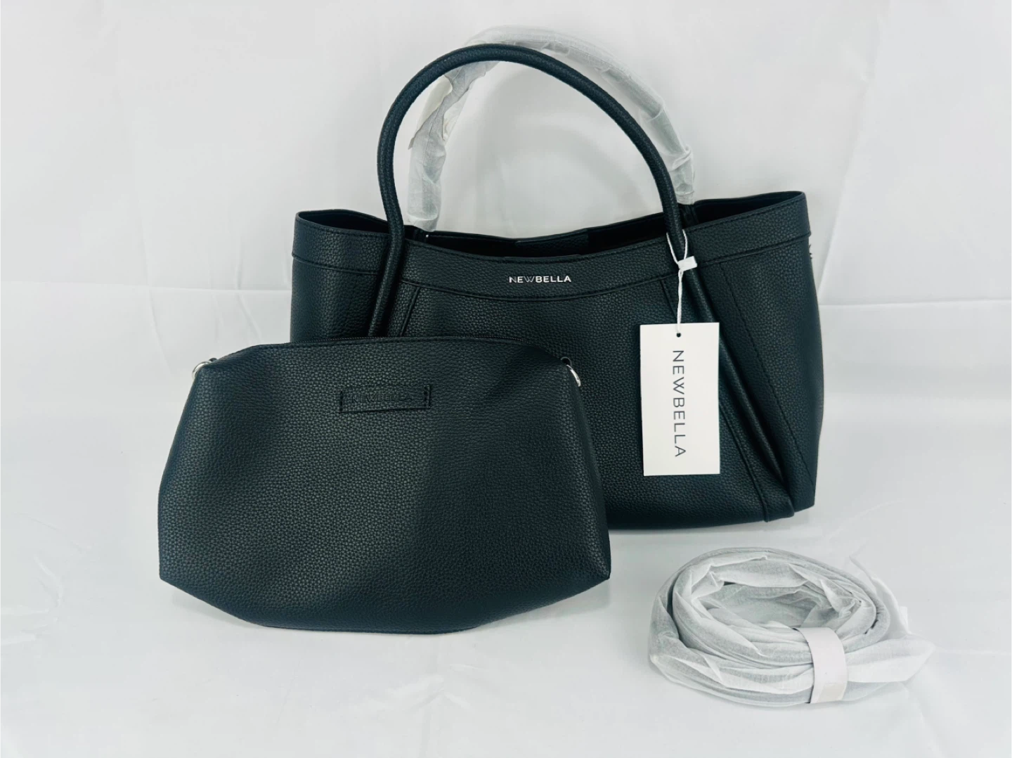 Kelly 2-Piece Set Top Handle Bag in Black Epsom Vegan Leather - photo 2